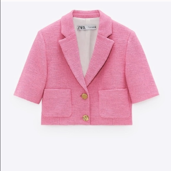 ZARA CROPPED JACKET TEXTURED WITH BUTTONS - Picture 2 of 8